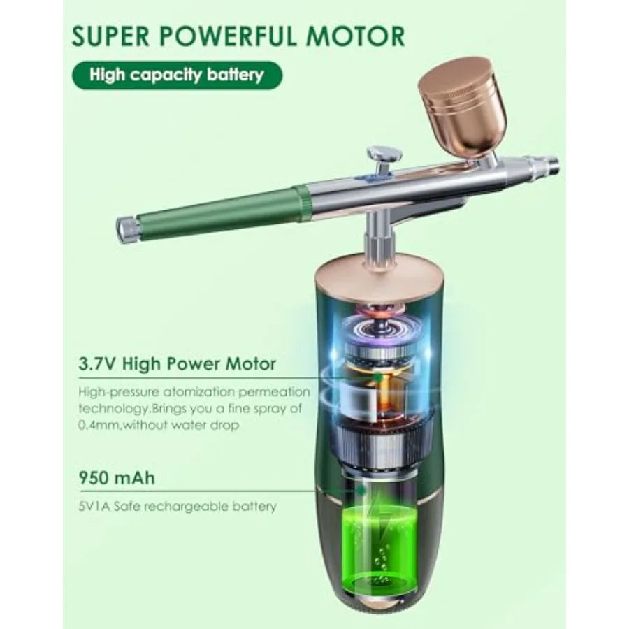 Rechargeable Cordless Airbrush Kit With Compact Compressor