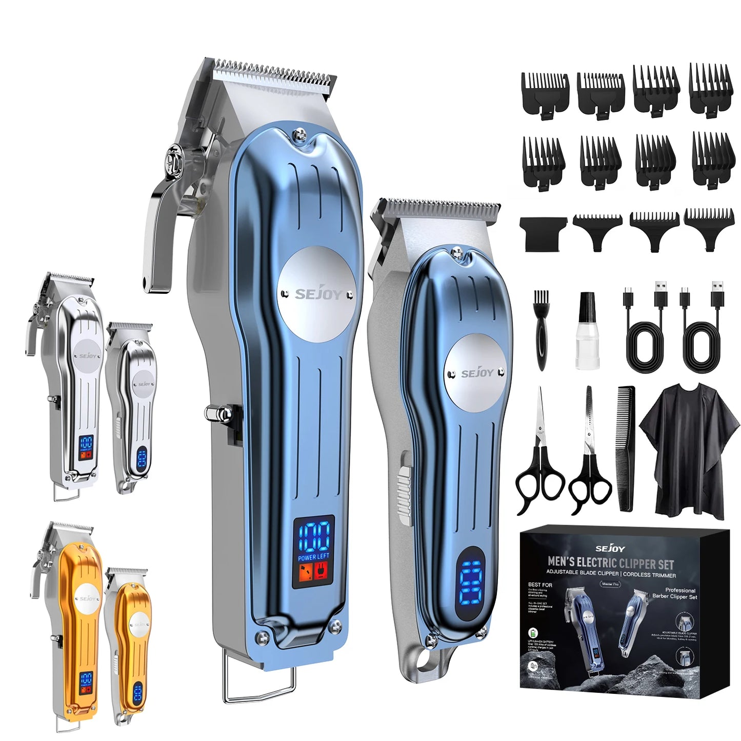 Sejoy Hair Clippers Kit With T Blade Trimmer LED Display