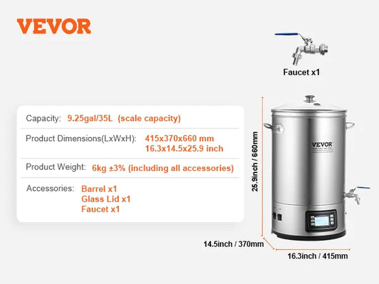 SucceBuy Electric Brewing System 8 Gallon Stock Pot