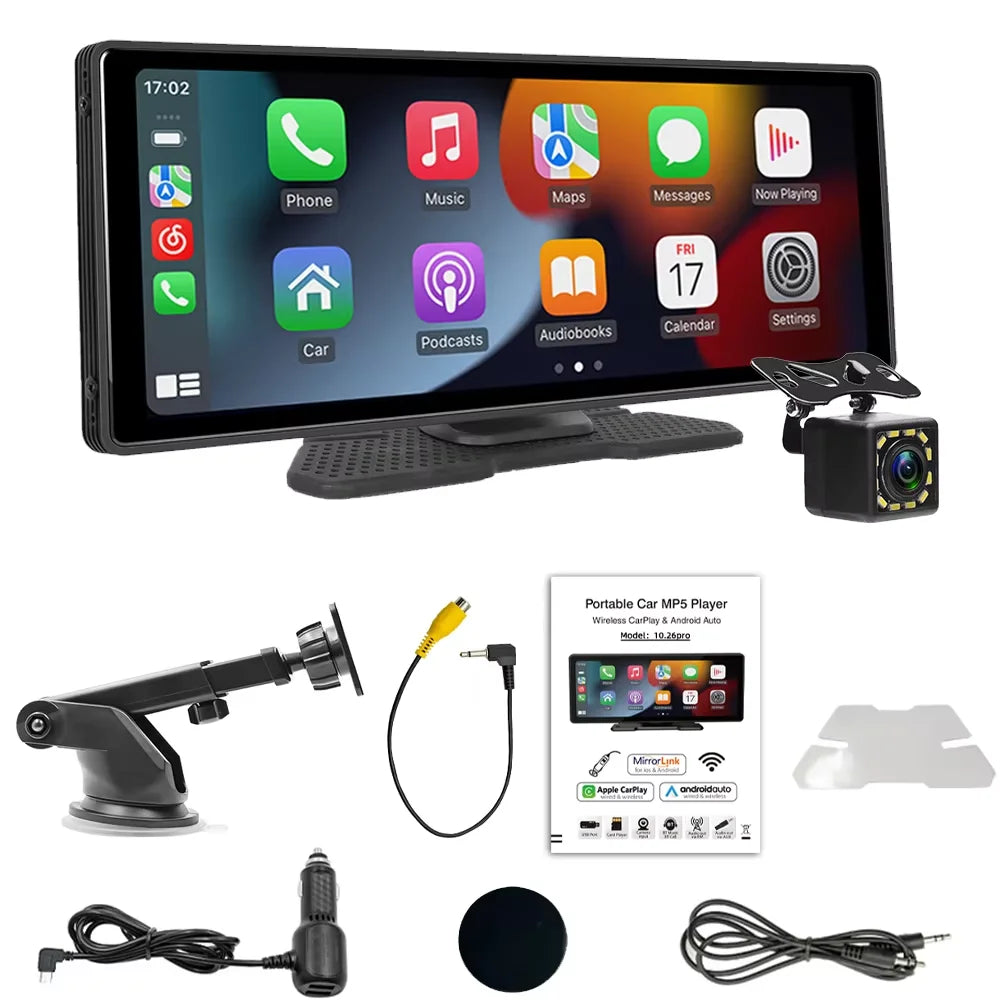 Backup Camera IPS HD Display Portable Car Stereo CarPlay