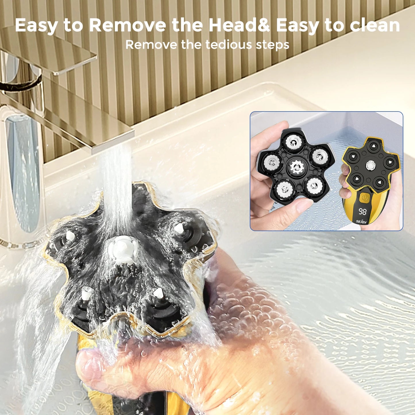 Sejoy 6D Floating Men Electric Shaver Wet Dry Beard Trimmer