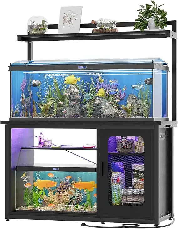 55 To 75 Gallon Fish Tank Stand With Power Outlets Light