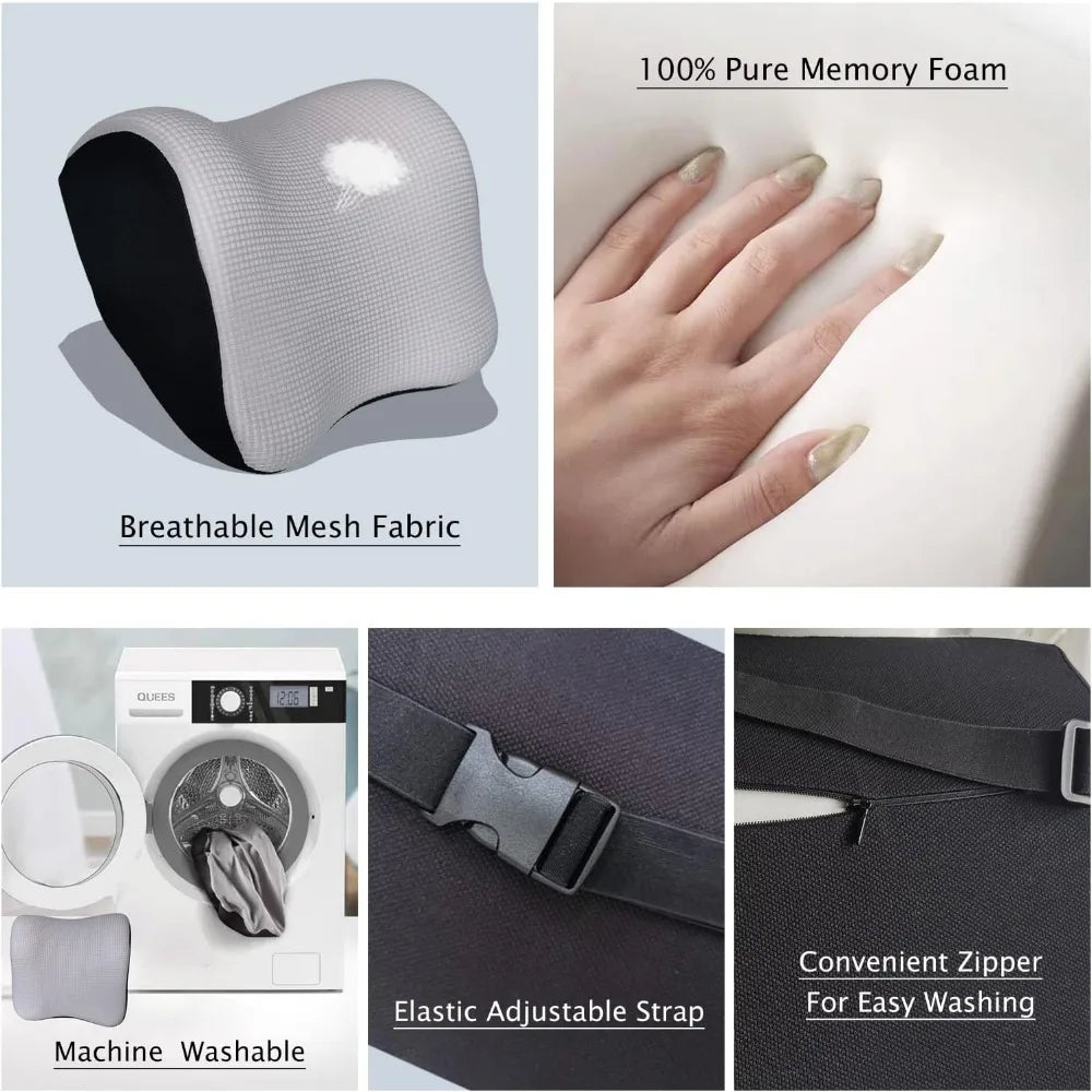 Soft Car Headrest Pillow With Adjustable Strap Memory Foam