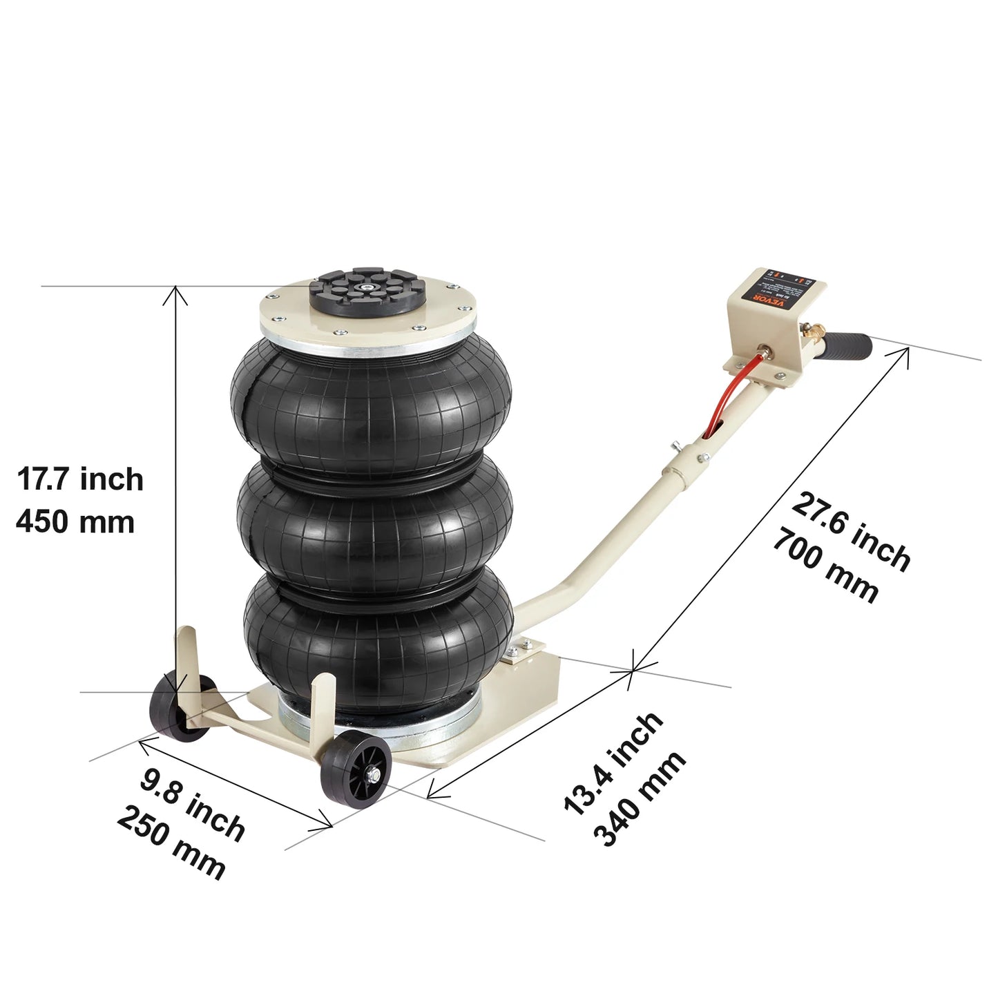 SucceBuy Pneumatic Car Jack 3 Ton 5 Ton Triple Bag Lift