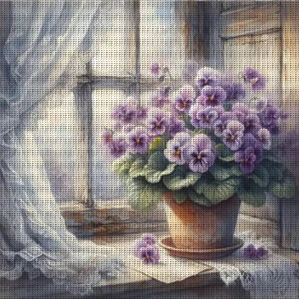 Embroidery Eco Cotton 11CT Flower Cross Stitch Kit 40x40cm