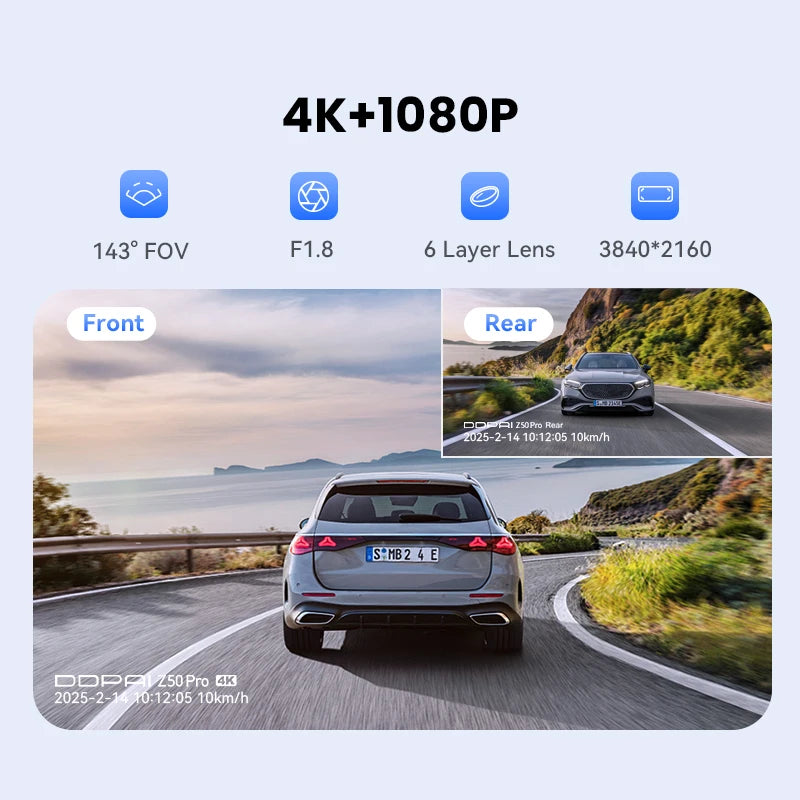 DDPAI Z50 Pro 4K Dash Cam 5G WiFi GPS ADAS Parking Monitor