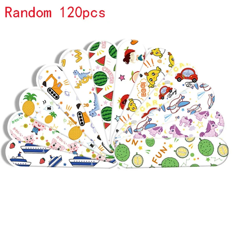 120pcs/set Round Strip Shape Band Aid First Aid Wound Plaster Skin Dressing Patch for Children Adults Adhesive Bandages Kawaii