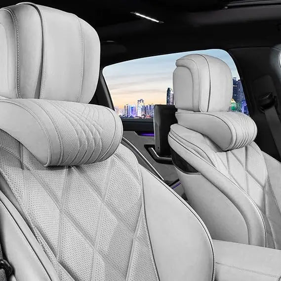 Car Neck Pillow With Nappa Leather Cover And Memory Foam