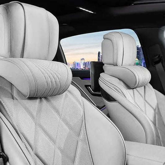 Car Neck Pillow With Nappa Leather Cover And Memory Foam