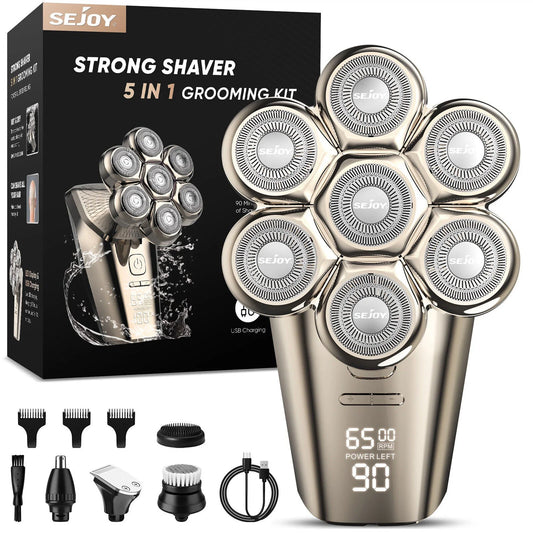 Sejoy 5 In 1 Electric Head Shaver for Bald Men 7D Cordless
