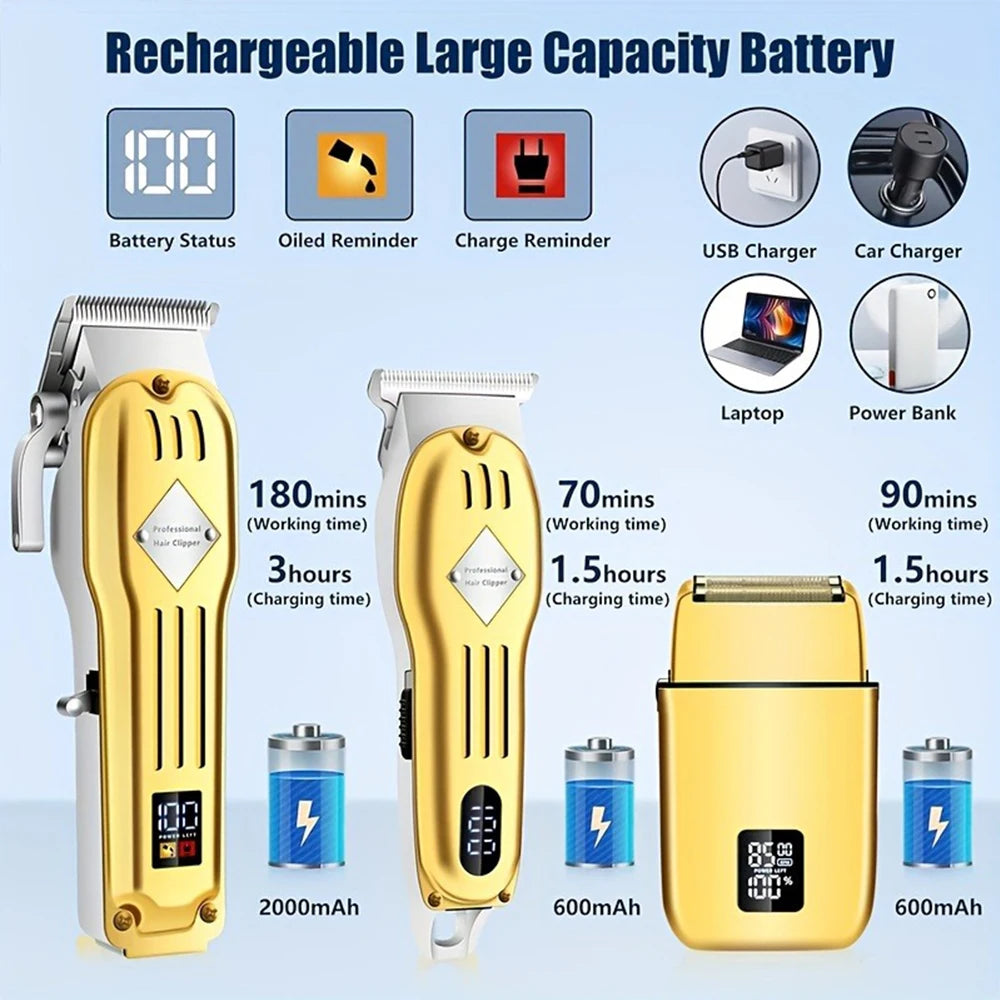 3 In 1 Hair Cutting Kit Cordless Clippers Shaver For Men