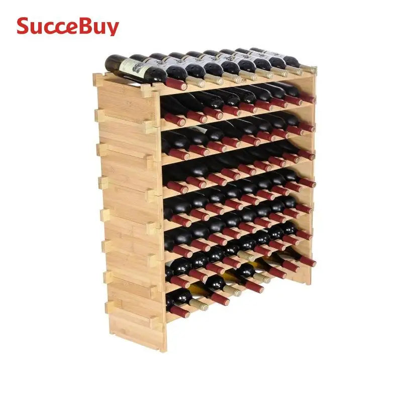 Bamboo 8 Tier Stackable Wine Rack 48 72 Bottles Storage
