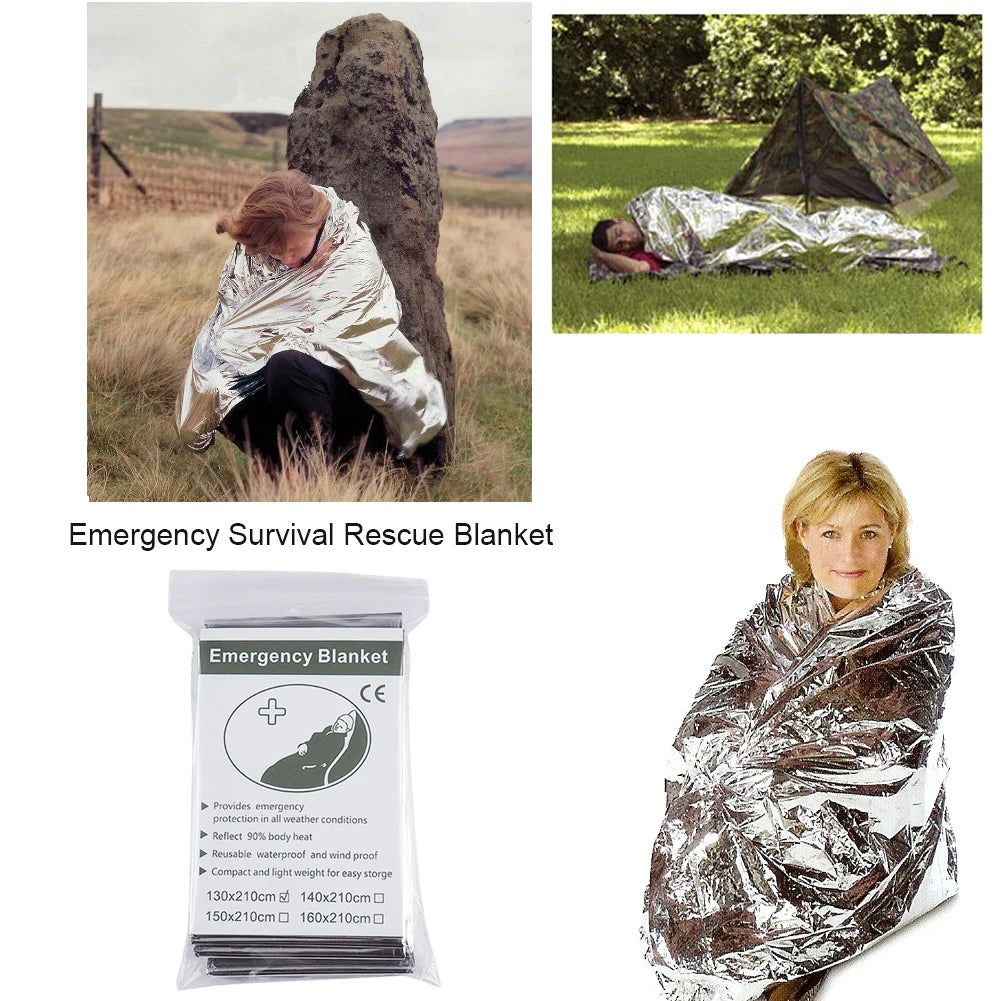 Silver Emergency Blankets Thermal Rescue For Camping Hiking