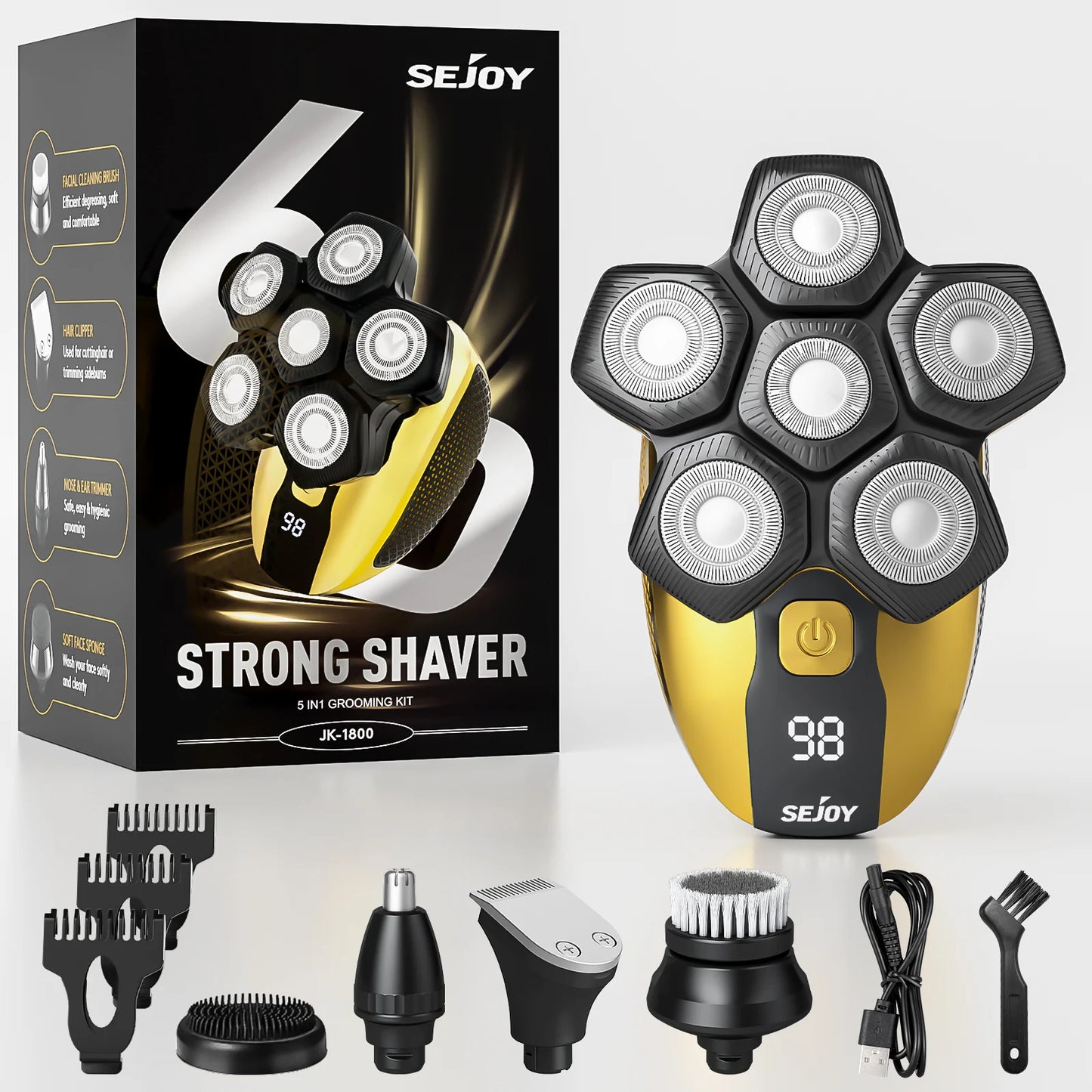 Sejoy 6D Floating Men Electric Shaver Wet Dry Beard Trimmer