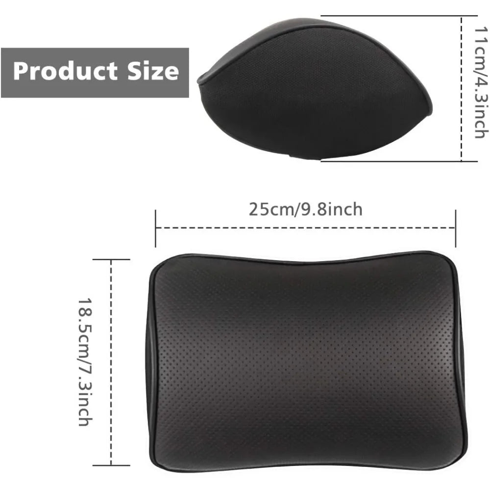 Genuine Leather Car Headrest Pillow Memory Foam Cushion 2