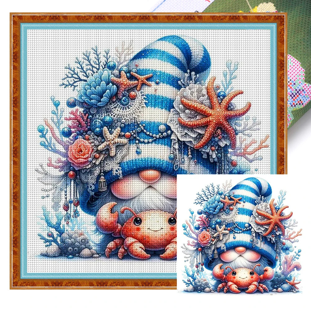 Gnome Cross Stitch Kit Eco Cotton Full Embroidery 11CT