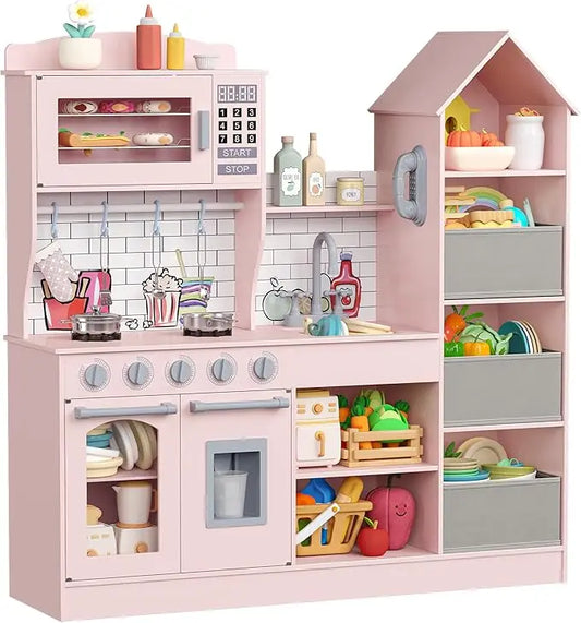 Wooden Play Kitchen For Kids With Realistic Appliances