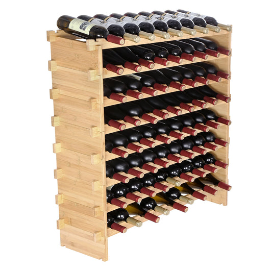 Bamboo 8 Tier Stackable Wine Rack 48 72 Bottles Storage
