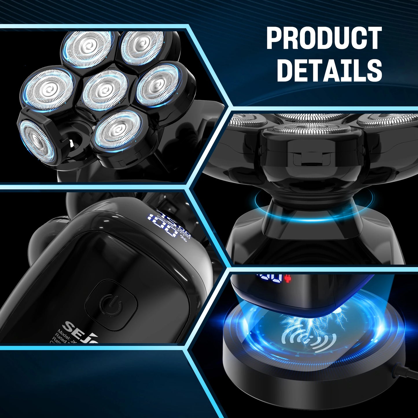 SEJOY Multifunctional Electric Shaver Kit For Bald Head Men