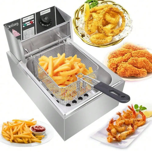 6L Electric Deep Fryer Stainless Steel 2500W Commercial