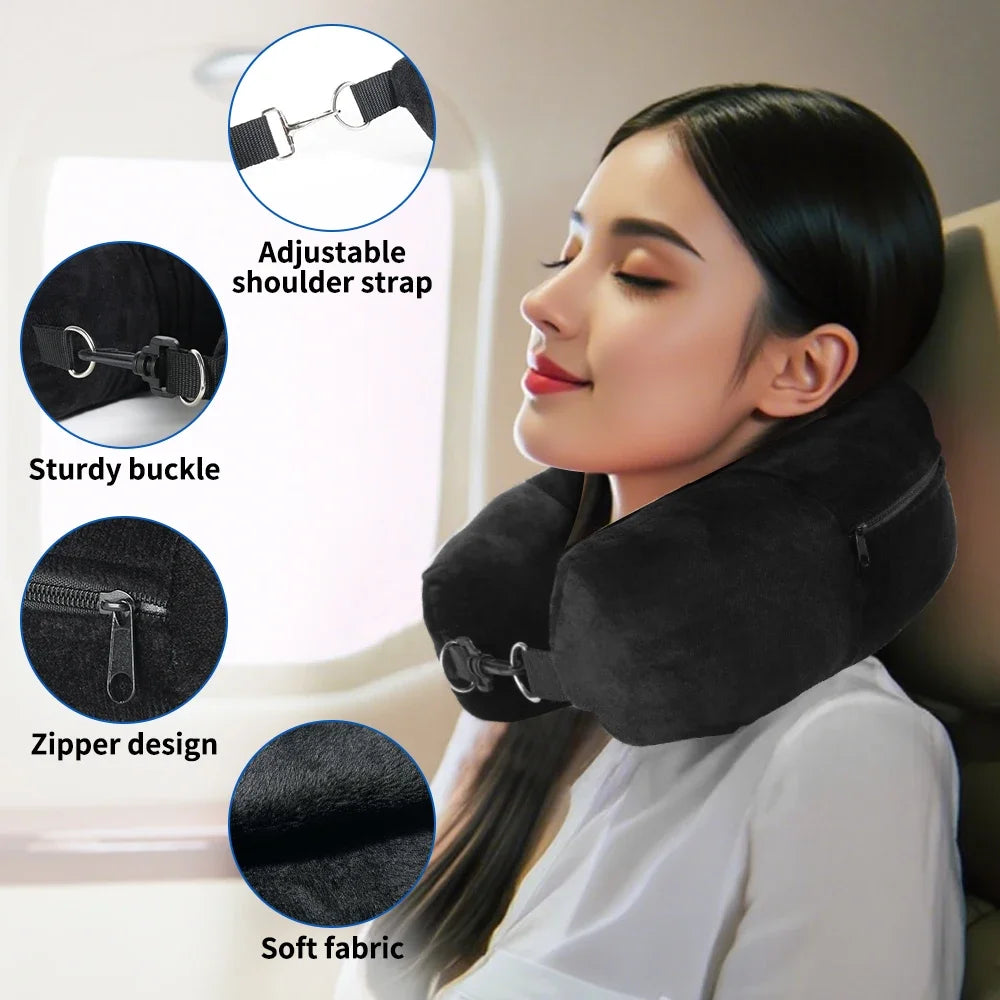 Travel Neck Pillow Fillable Clothing U Shaped Velvet Cover