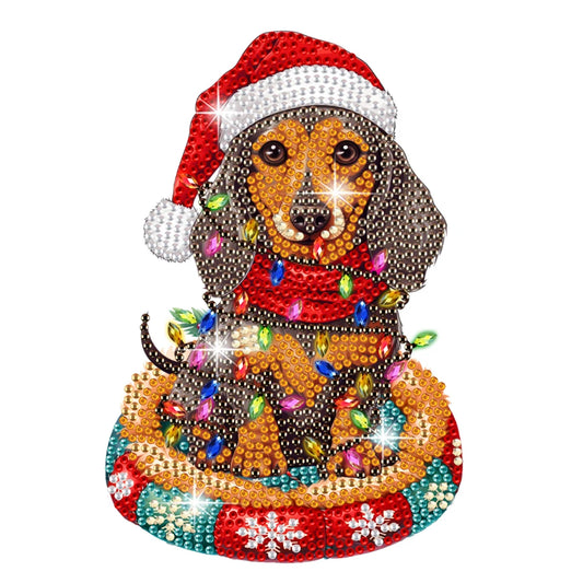 Xmas Acrylic Shaking Head Doberman Pinscher Diamond Painting Desktop Art Kit Tabletop Decoration