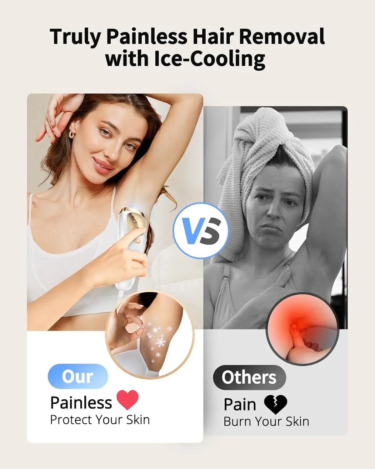 Laser Hair Removal Epilator Ice Cooling For Women Men IPL