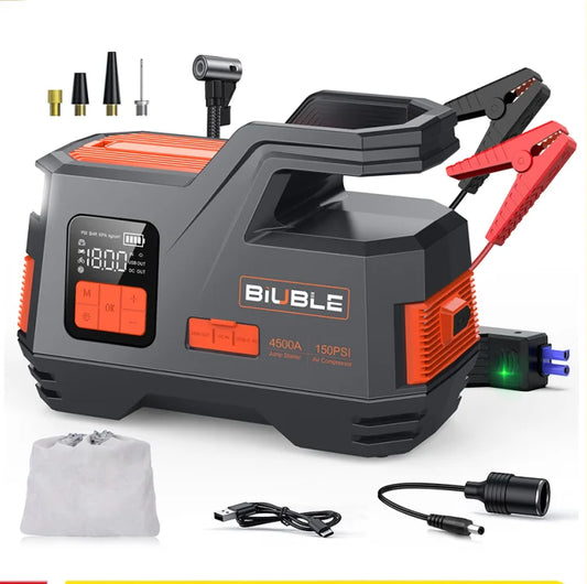 Car Jump Starter With 150 Psi Air Compressor 26800mAh 4000A