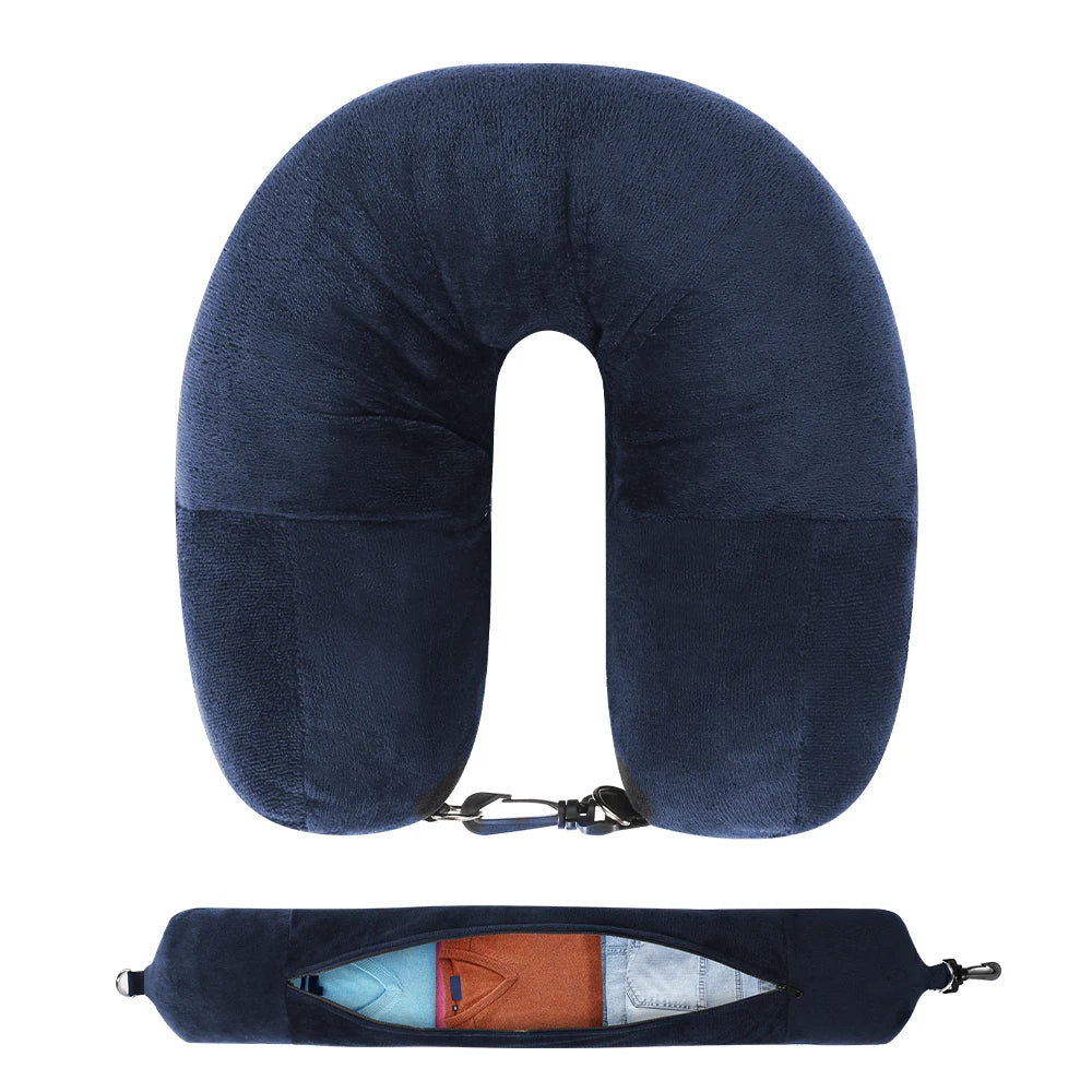 Travel Neck Pillow Fillable Clothing U Shaped Velvet Cover
