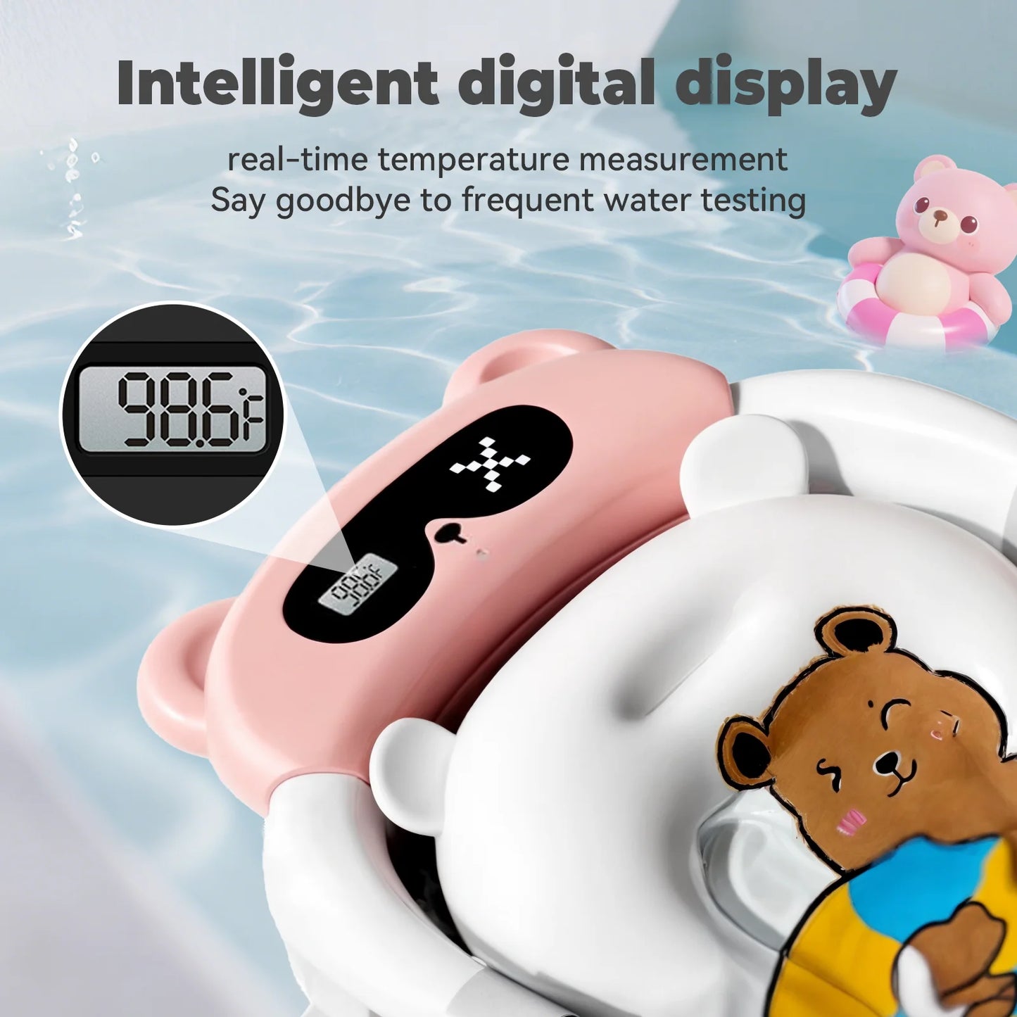 Foldable Baby Bathtub with Soft Cushion and Thermometer