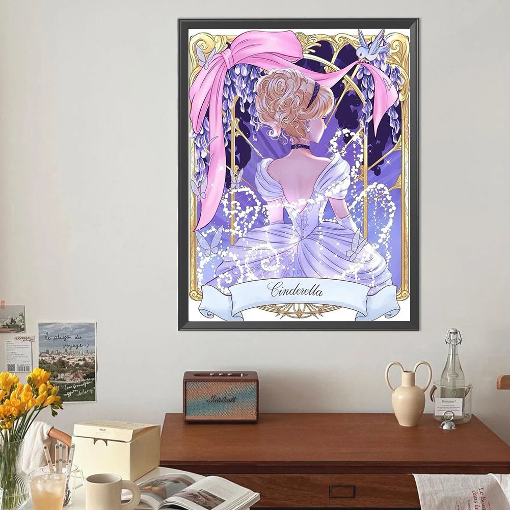 5D DIY Full Round Drill Diamond Painting Cinderella Kit Home Decor Art 40x50cm