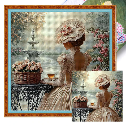 Full Embroidery Cotton 11CT Girl Cross Stitch 50x50 Cm