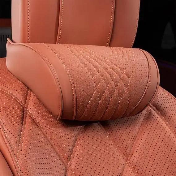 Car Neck Pillow With Nappa Leather Cover And Memory Foam