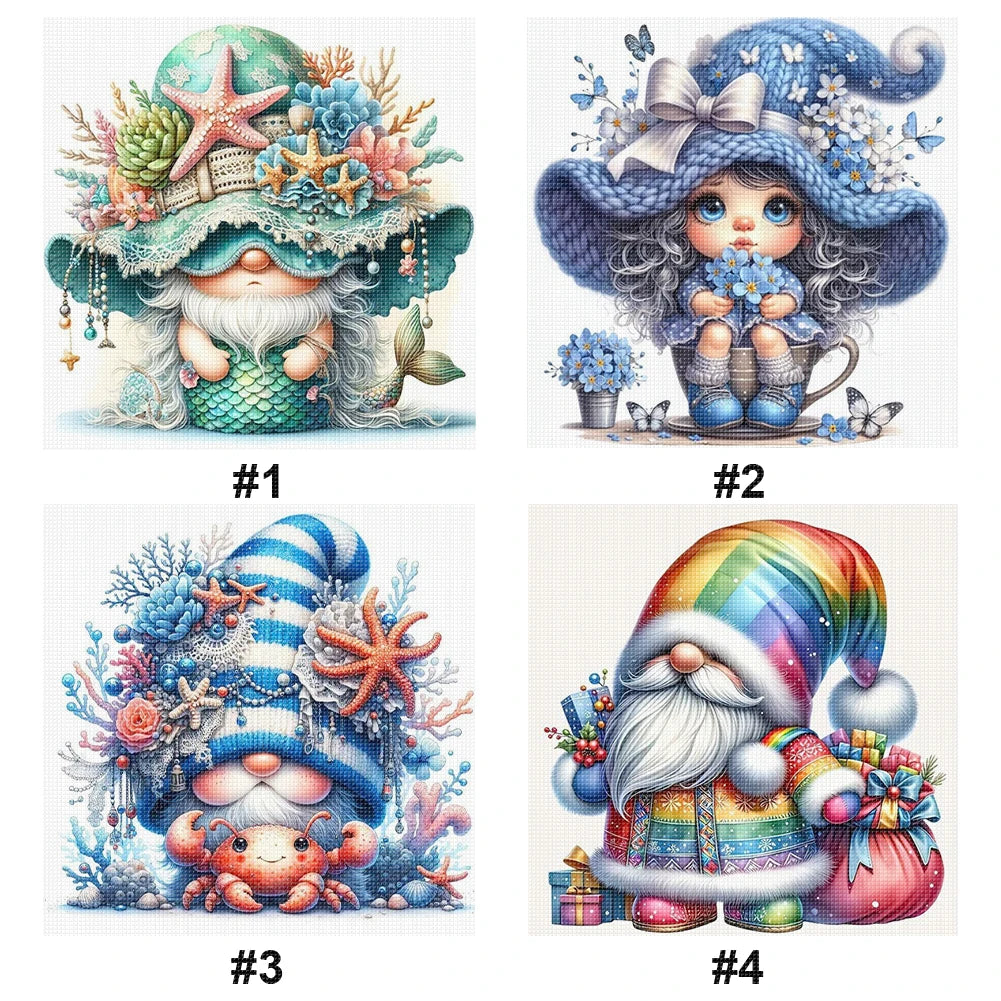 Gnome Cross Stitch Kit Eco Cotton Full Embroidery 11CT