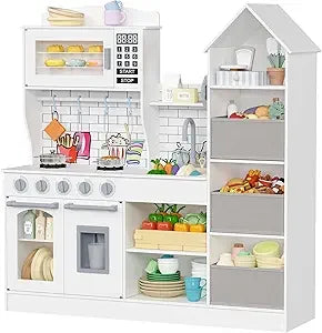 Wooden Play Kitchen For Kids With Realistic Appliances