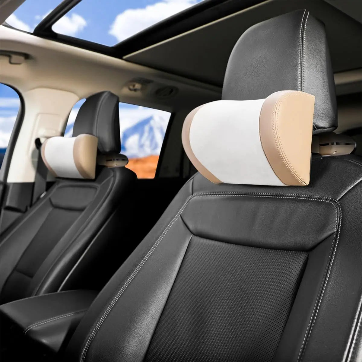 Car Neck Pillow Memory Foam Headrest Support Phone Holder