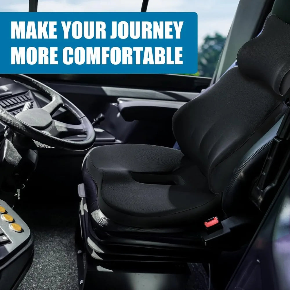 Memory Foam Truck Seat Cushion 3 Piece Set Back Support