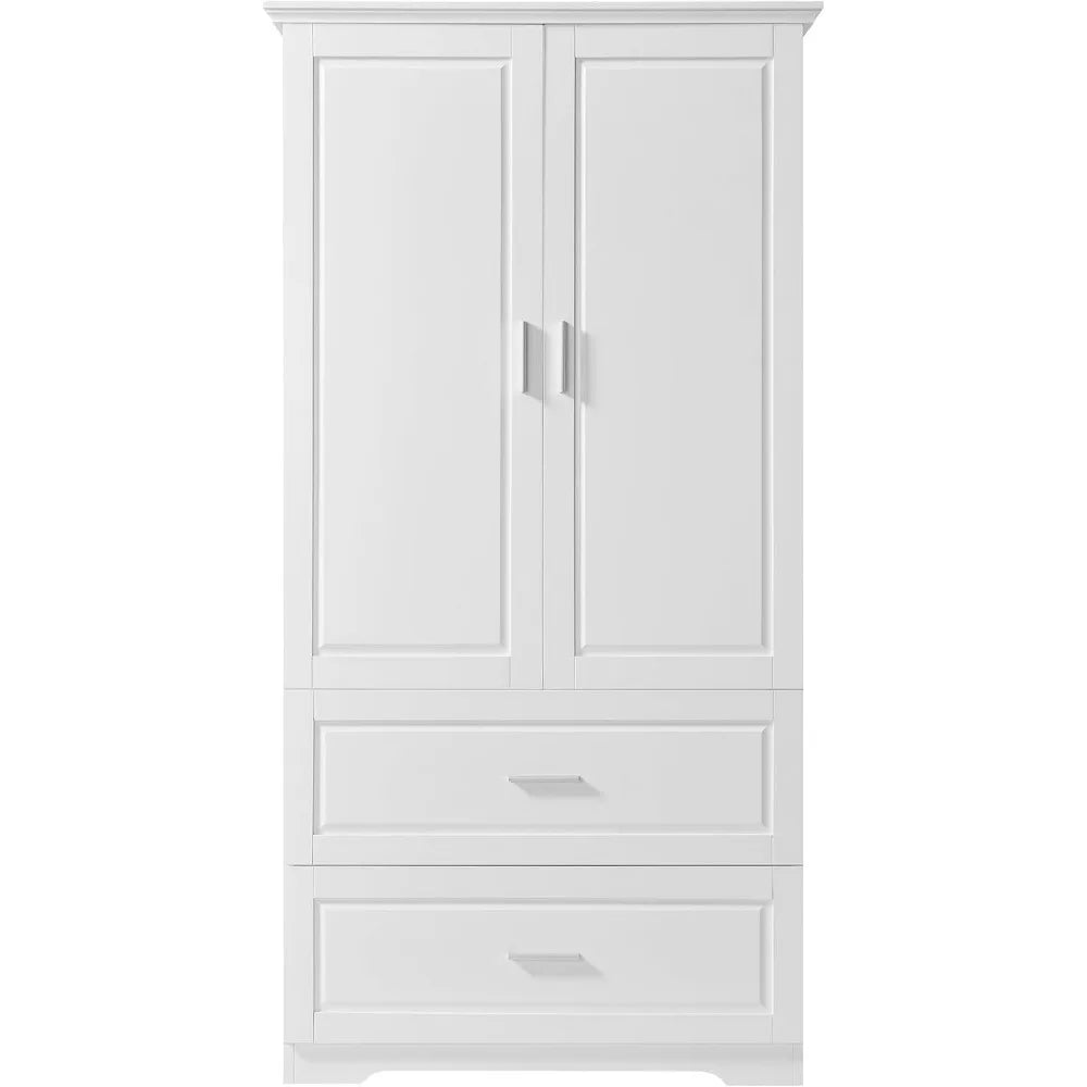 White Wide Storage Cabinet with Drawers and Doors Tall