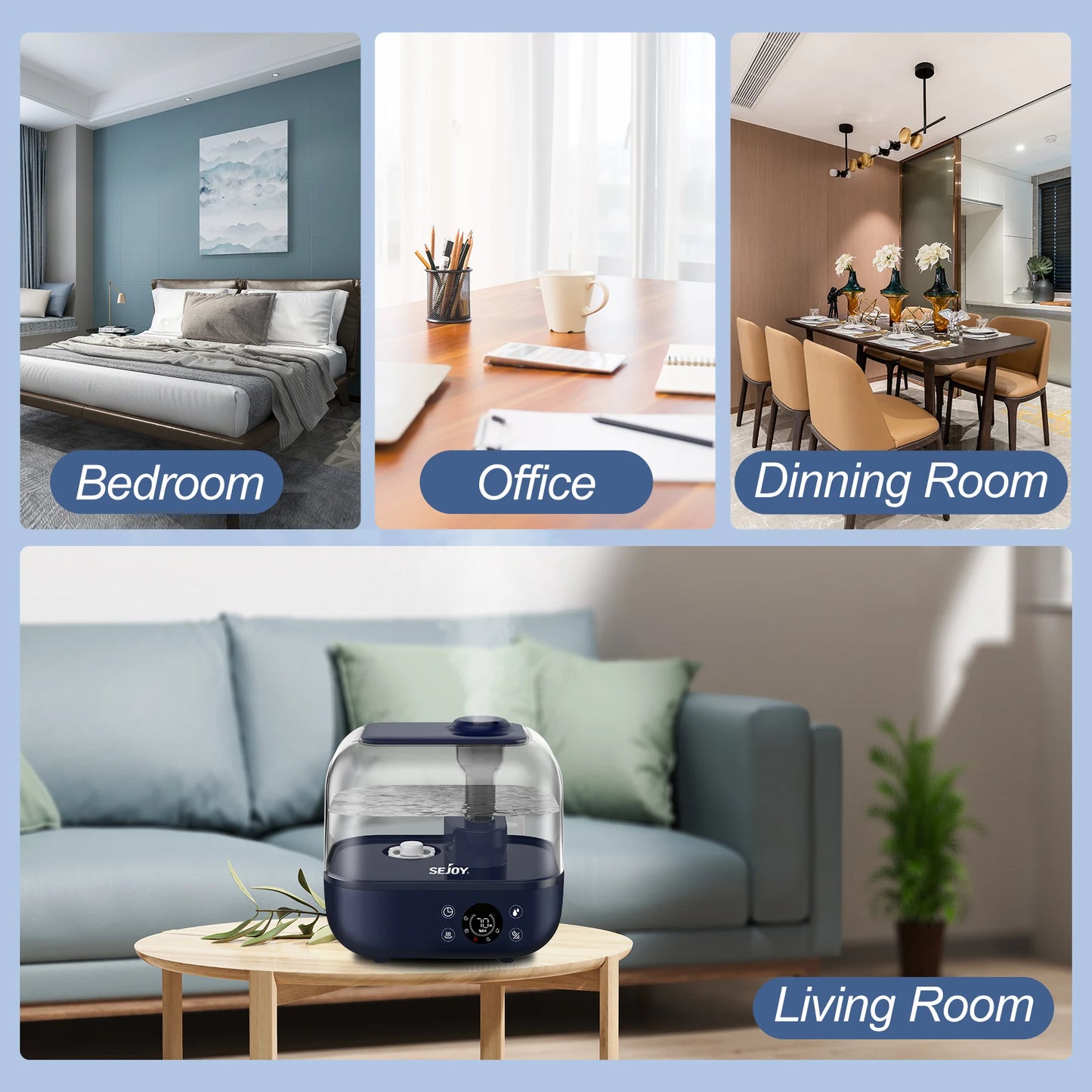 Sejoy 5L Ultrasonic Humidifier for Home and Bedroom Use