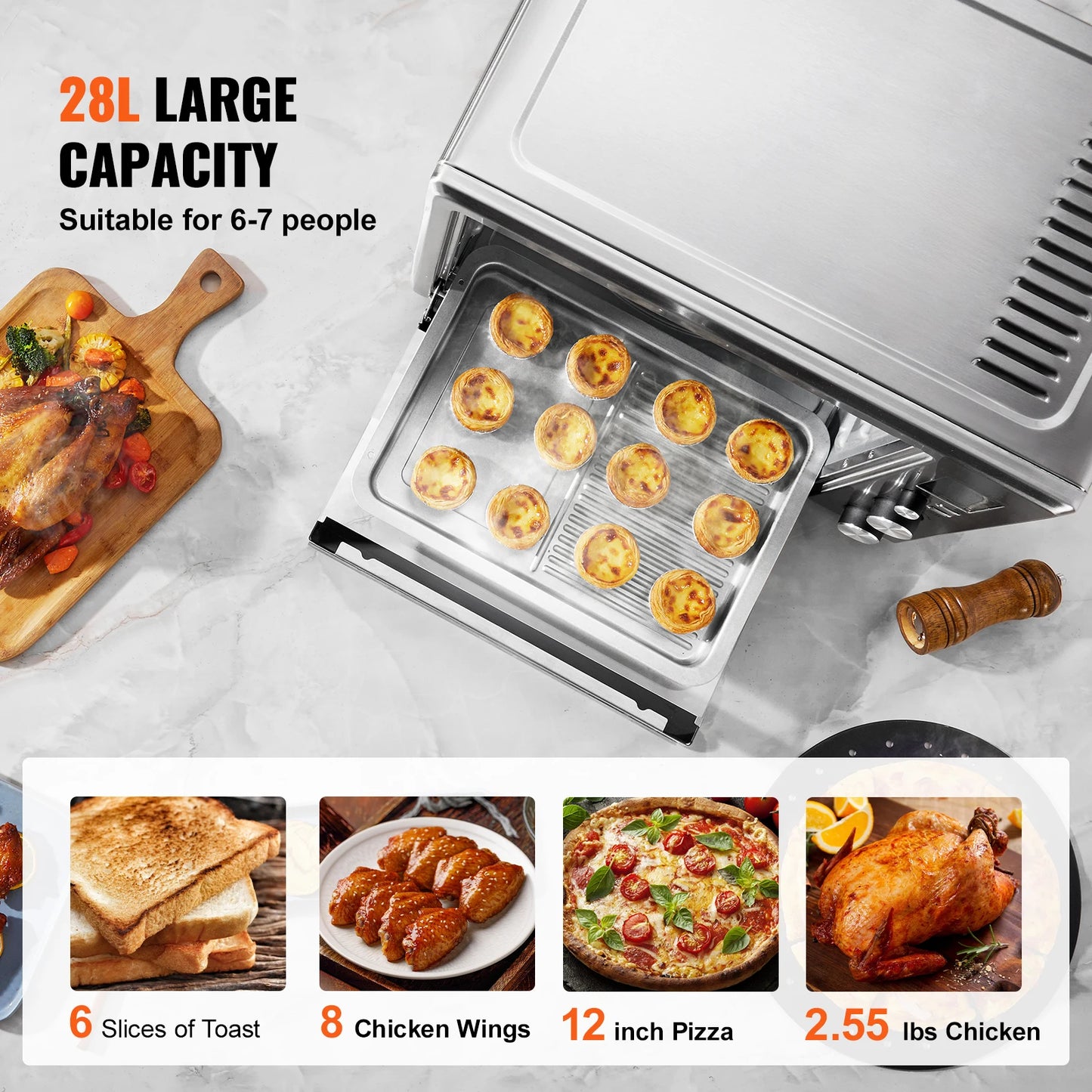 SucceBuy 13 In 1 Air Fryer Toaster Oven 29.6 Qt Convection