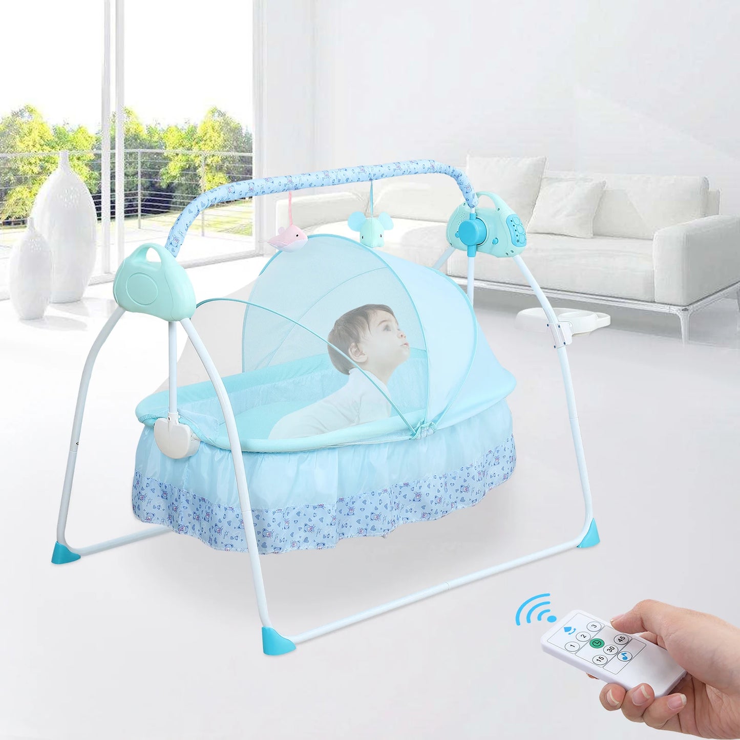 Automatic Baby Swing with Music and Mosquito Net for Infants