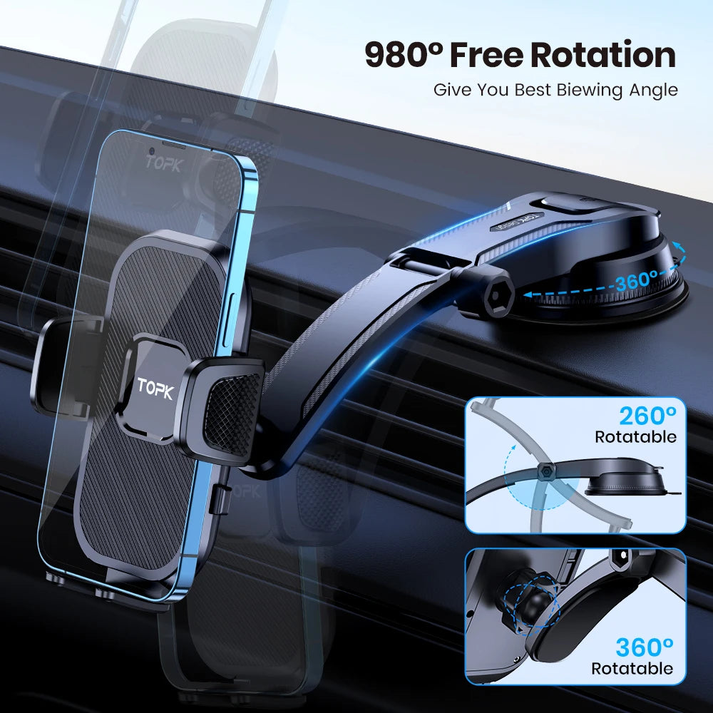 Topk Universal Car Phone Holder for iPhone 360 Rotatable