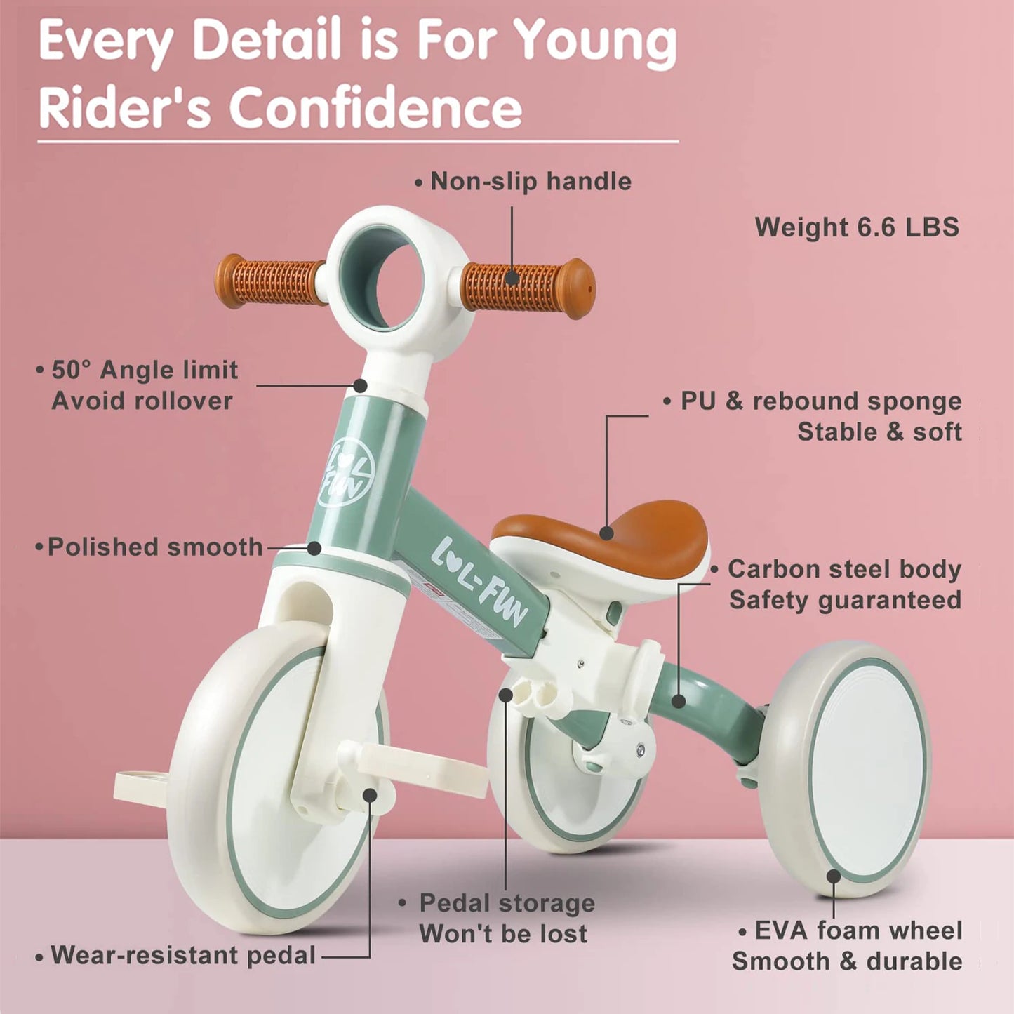 4 in 1 Toddler Balance Bike for Ages 1 to 4 Years Old