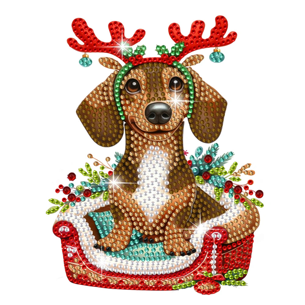Xmas Acrylic Shaking Head Doberman Pinscher Diamond Painting Desktop Art Kit Tabletop Decoration