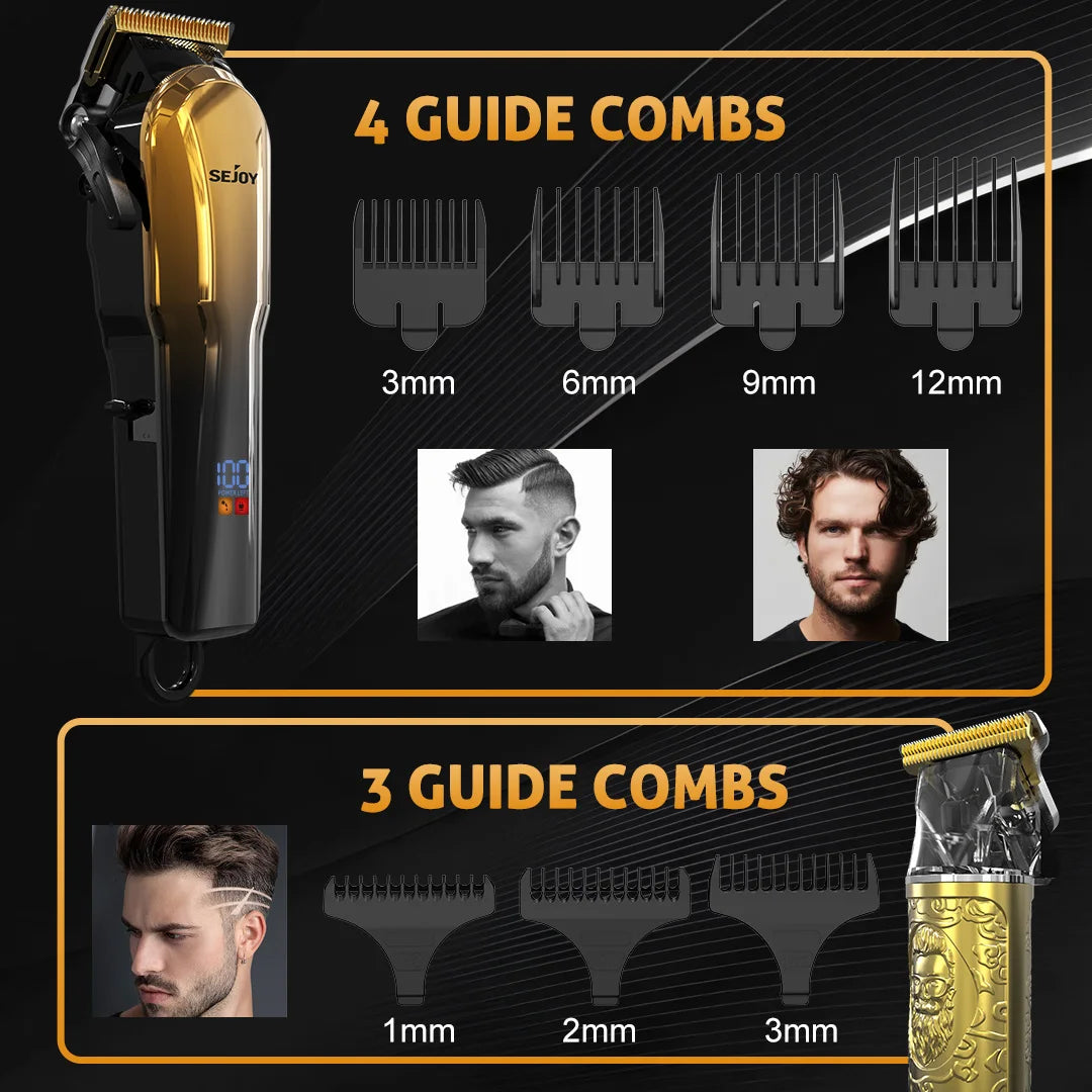 Rechargeable Hair Clippers Kit for Men Professional Set