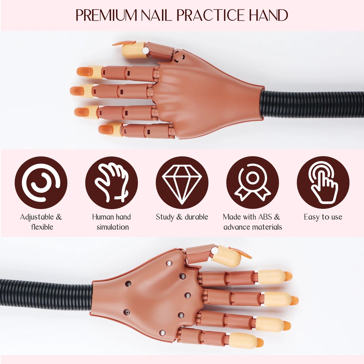 Saviland Nail Practice Hand Set With 200 Tips Glues Brush