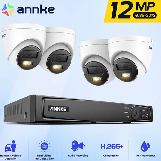 ANNKE 12MP Dual Light Surveillance Kit 2 4 PCS PoE Cameras