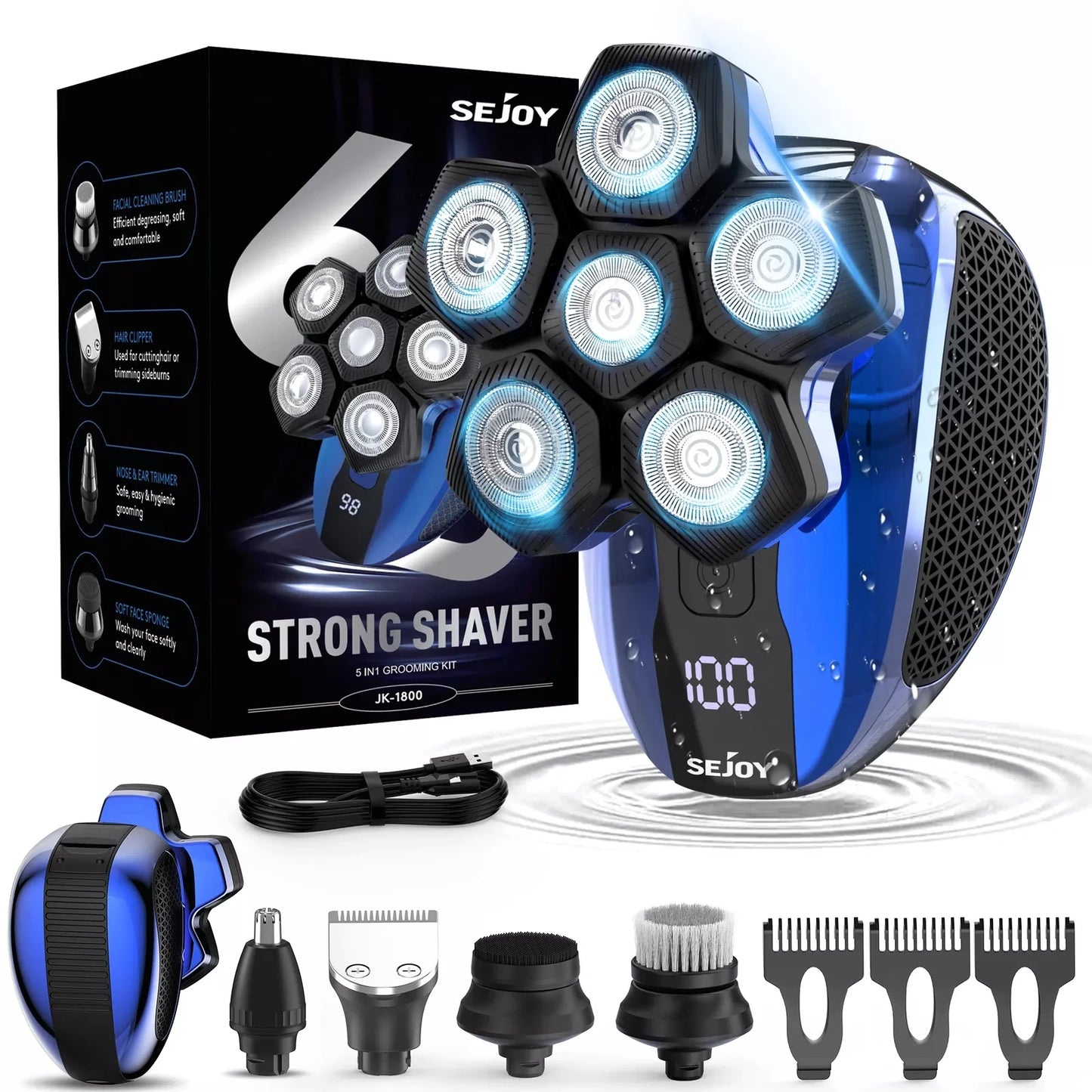 Sejoy 5 In 1 Grooming Kit Electric Shaver For Bald Men
