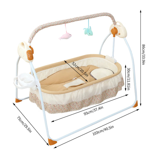 Foldable Electric Baby Cradle with Music Mosquito Net Swing