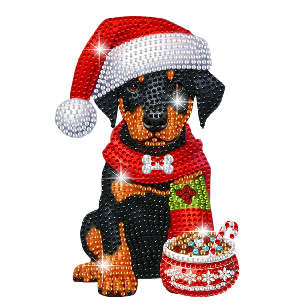 Xmas Acrylic Shaking Head Doberman Pinscher Diamond Painting Desktop Art Kit Tabletop Decoration